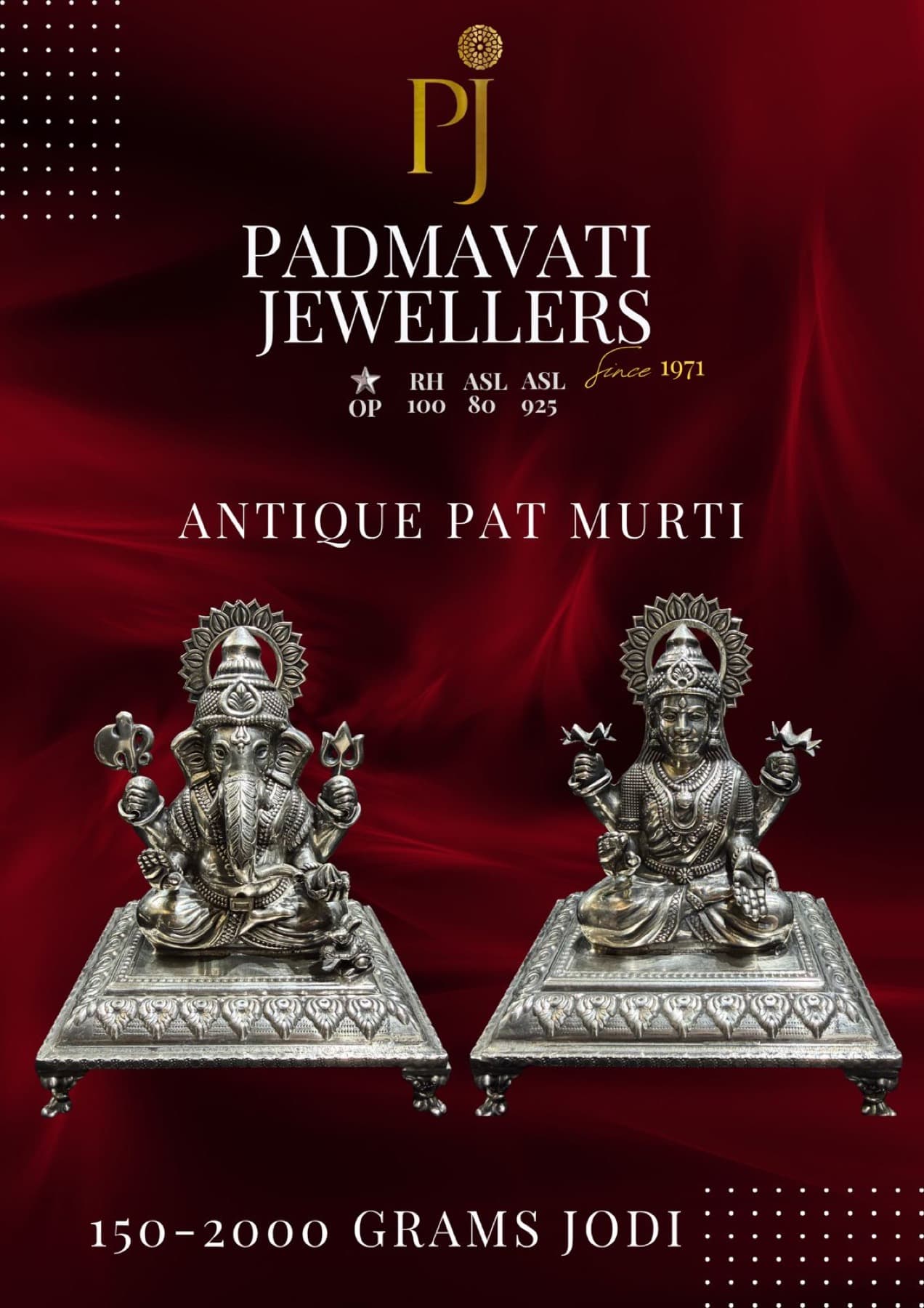 Ornate silver deity pair from the Padmavati workshop